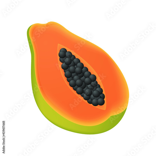 Papaya Emoji Icon Illustration. Tropical Fruit Vector Symbol Emoticon Design Vector.