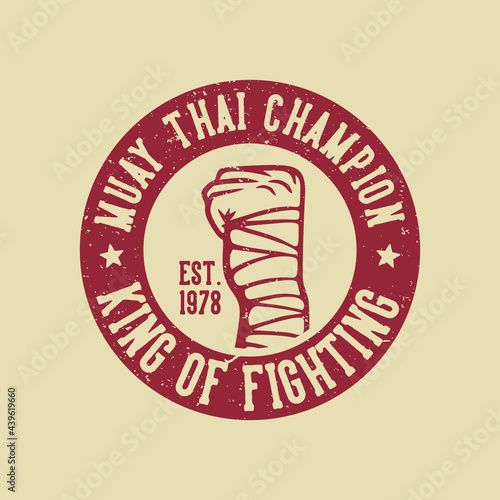 logo design muay thai champion fighter vintage illustration