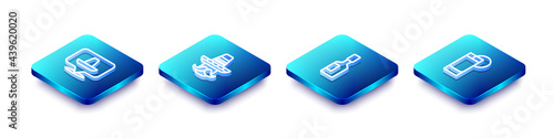 Set Isometric line Mexican sombrero, man, Tabasco sauce and Tequila glass with lemon icon. Vector