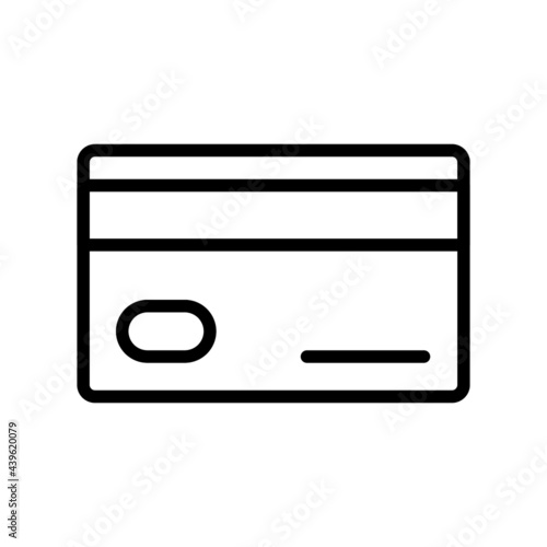 Credit card, prepaid or stored-value card vector line icon isolated on white. Modern money economic transactions concept