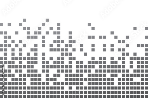 Pixel mosaic. Pixel decay illustration. Falling pixels. Abstract background.