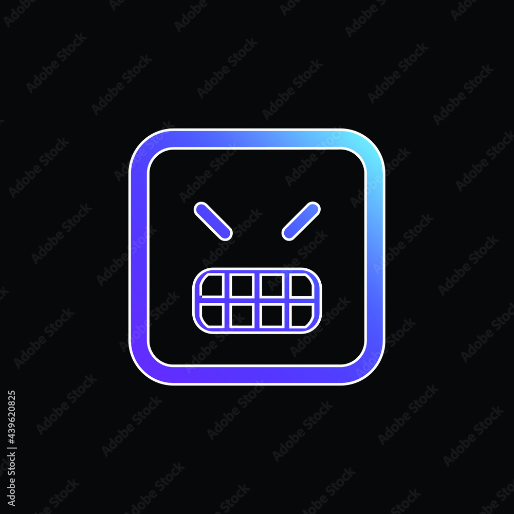 Angry Emoticon Square Face blue gradient vector icon Angry Emoticon Square Face blue gradient vector icon