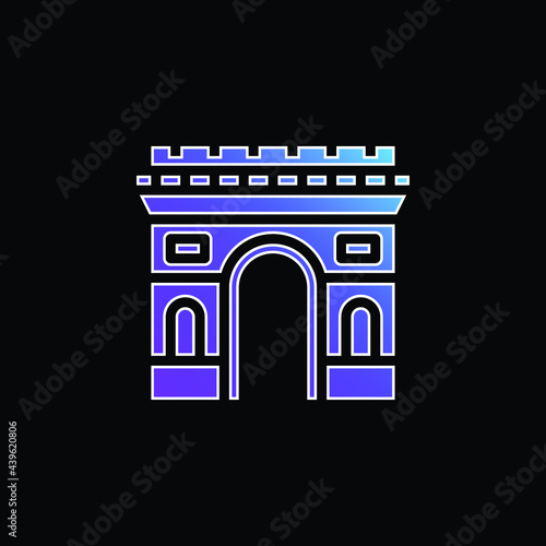 Arc De Triomphe blue gradient vector icon