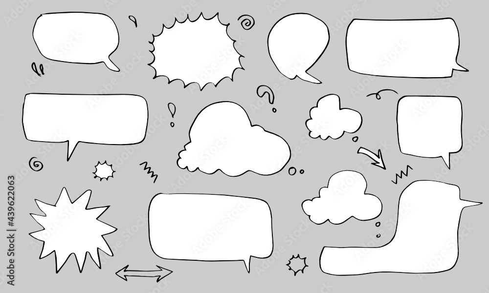 Fototapeta premium Set of hand drawn sketch Speach bubbles. Vector illustration