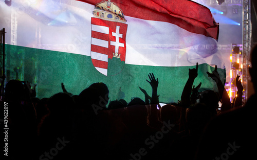 Hungarian supporters and fans during football match photo