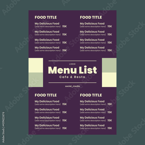 Flyer menu design template editable file vector