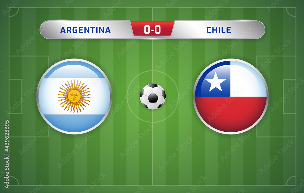 Chile vs Uruguay scoreboard broadcast template for sport soccer