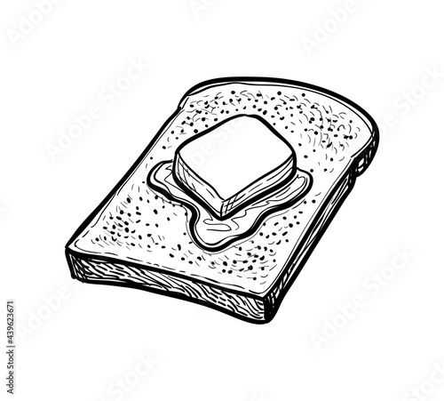 Ink sketch of toast with butter.