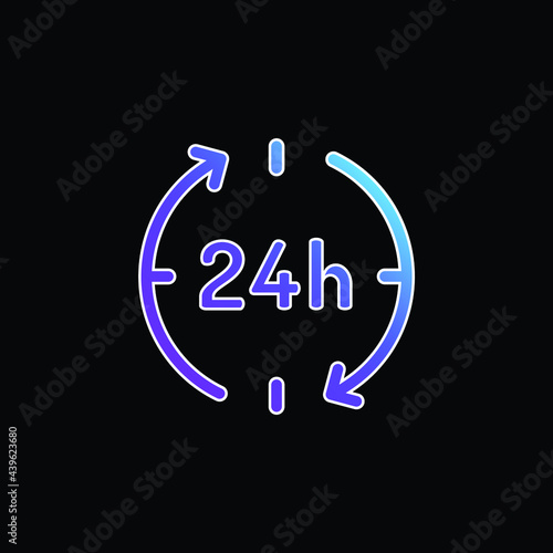 24 Hours blue gradient vector icon