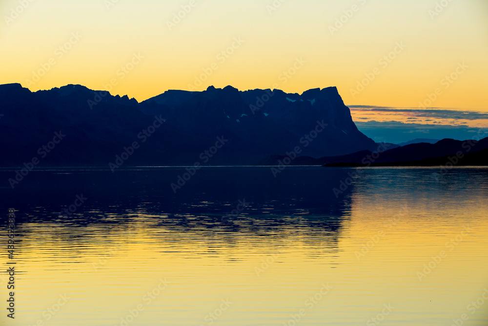 Autumn sunset and landscape in northern Norway. Europe