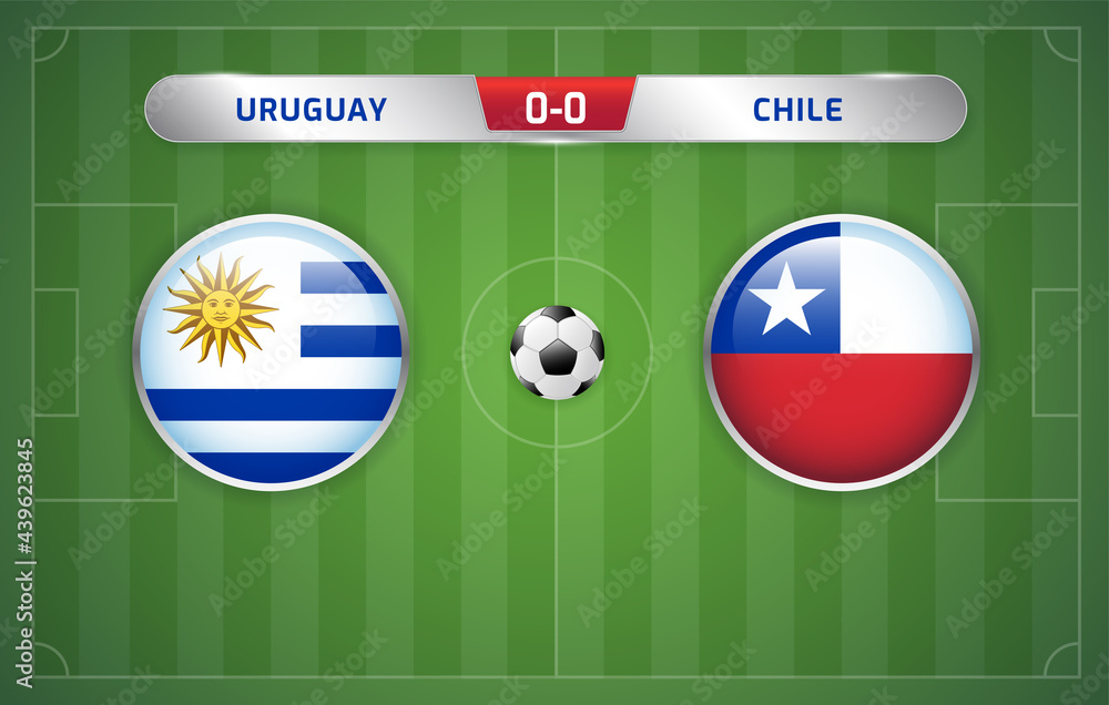 Uruguay vs Chile scoreboard broadcast template for sport soccer tournament and football championship