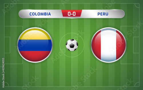 Colombia vs Peru scoreboard broadcast template for sport soccer tournament and football championship