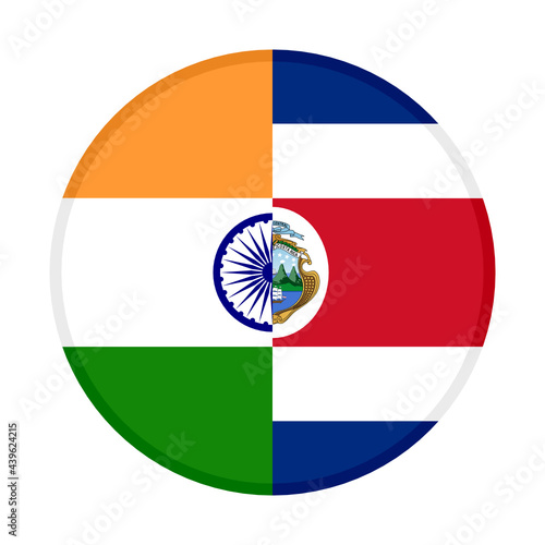 round icon with india and costa rica flags isolated on white background
