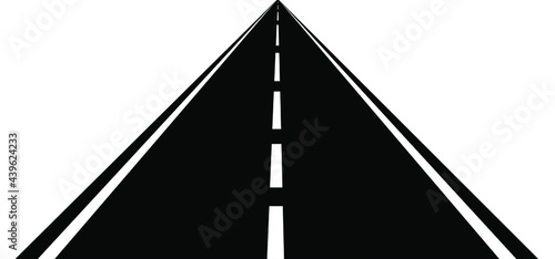 Straight road with white markings, isolated on transparent background. Asphalt highway. Line road pictogram or icon. Traffel , traffic road. Vector freeway or motorway sign