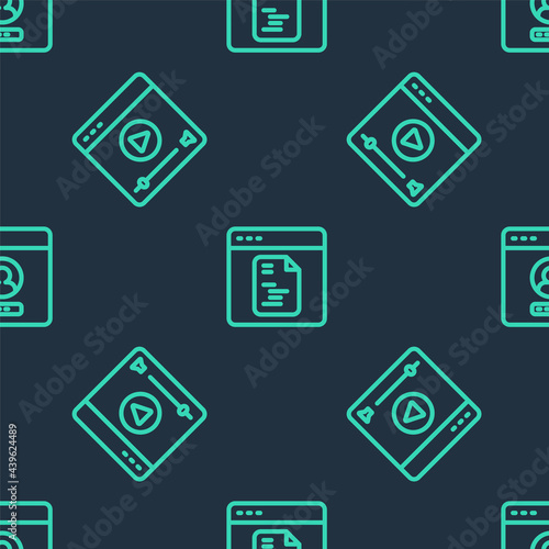 Set line Software, Online play video and Create account screen on seamless pattern. Vector