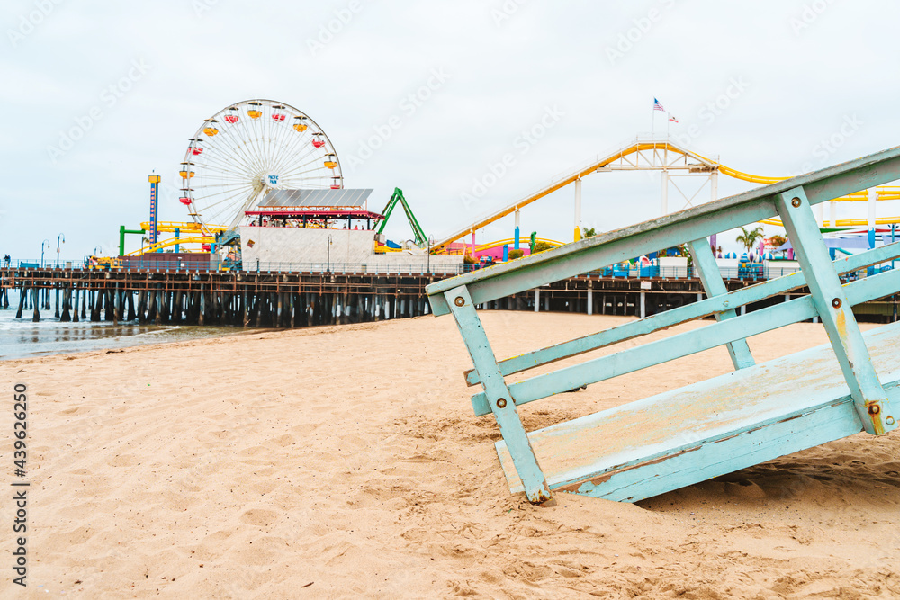 Santa Monica Beach in Los Angeles on a cloudy day Santa Monica Beach in Los Angeles on a cloudy day