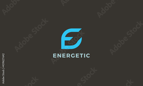 Letter E blue color energetic business logo      