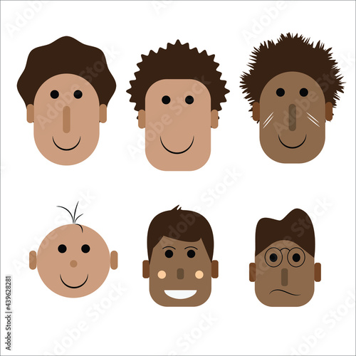 set of funny cartoon faces. Illustration of different faces. Cartoon face. Vector art of the face. Different shapes of faces. 