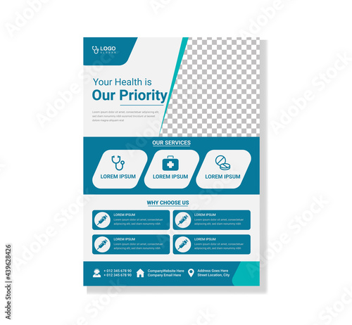 Corporate healthcare Flyer, cover a4 template design, leaflets decoration for printing and presentation vector illustration