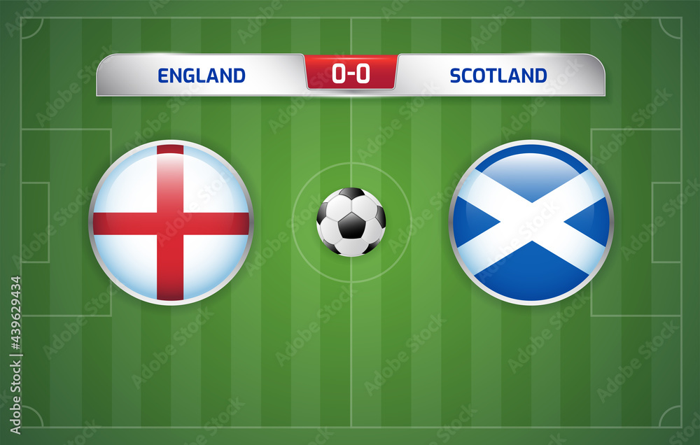 England vs Scotland scoreboard broadcast template for sport soccer and football tournament championship