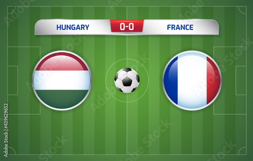 Hungary vs France scoreboard broadcast template for sport soccer and football tournament championship