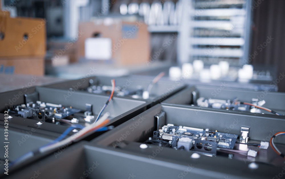 Metal components and microcircuits blanks in laboratory Metal components and microcircuits blanks in laboratory