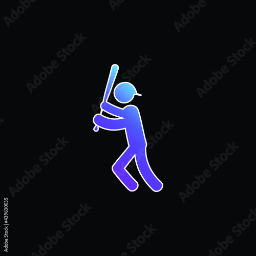 Baseball Player With Bat blue gradient vector icon