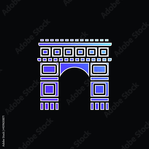 Arc De Triomphe blue gradient vector icon