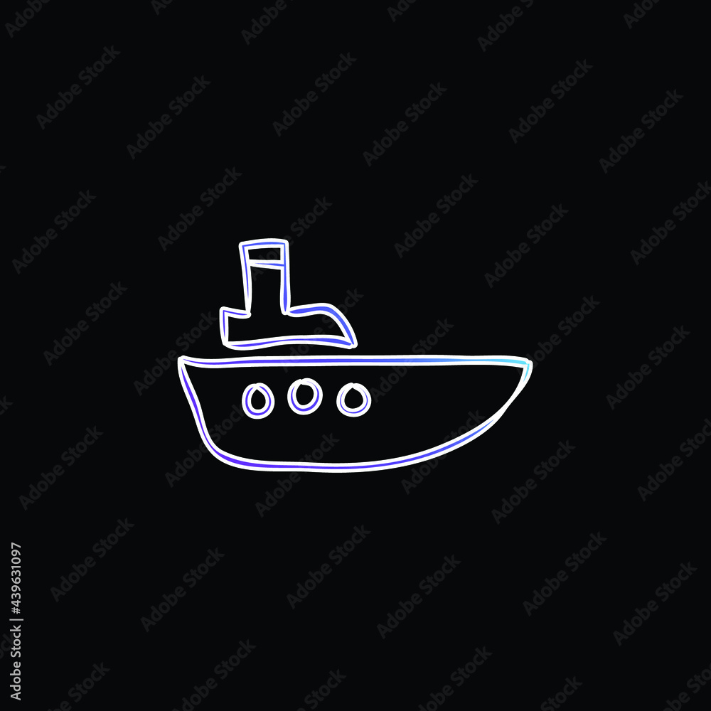 Boat Hand Drawn Outline blue gradient vector icon Boat Hand Drawn Outline blue gradient vector icon
