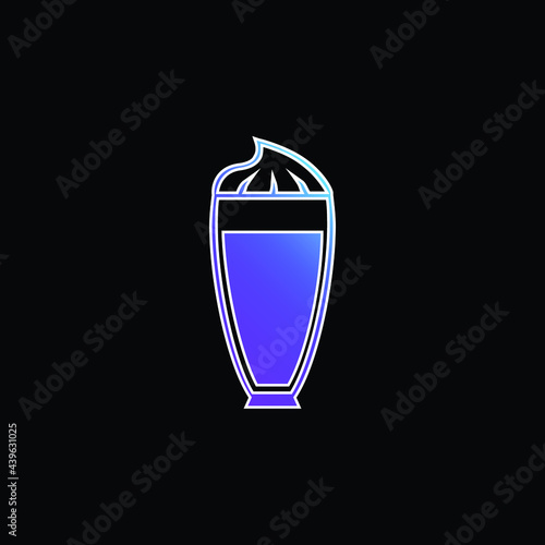 Big Full Drink Glass From Side View blue gradient vector icon