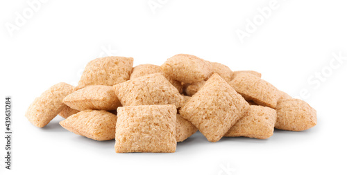 Sweet crunchy corn pads on white background