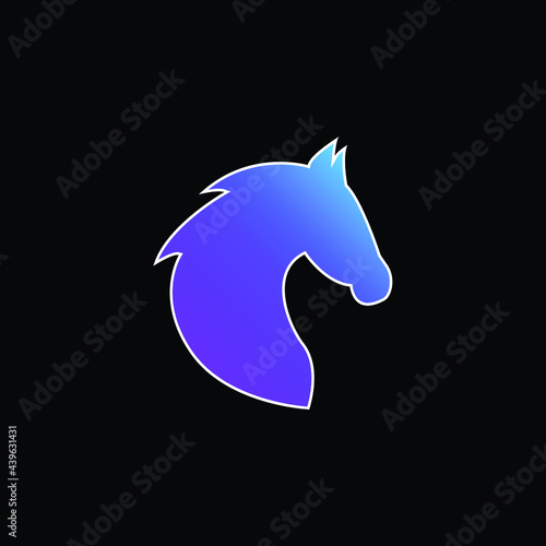 Black Head Horse Side View With Horsehair blue gradient vector icon