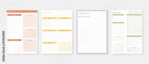 Modern planner template set. Set of planner and to do list. Monthly, weekly, daily planner template. Vector illustration.