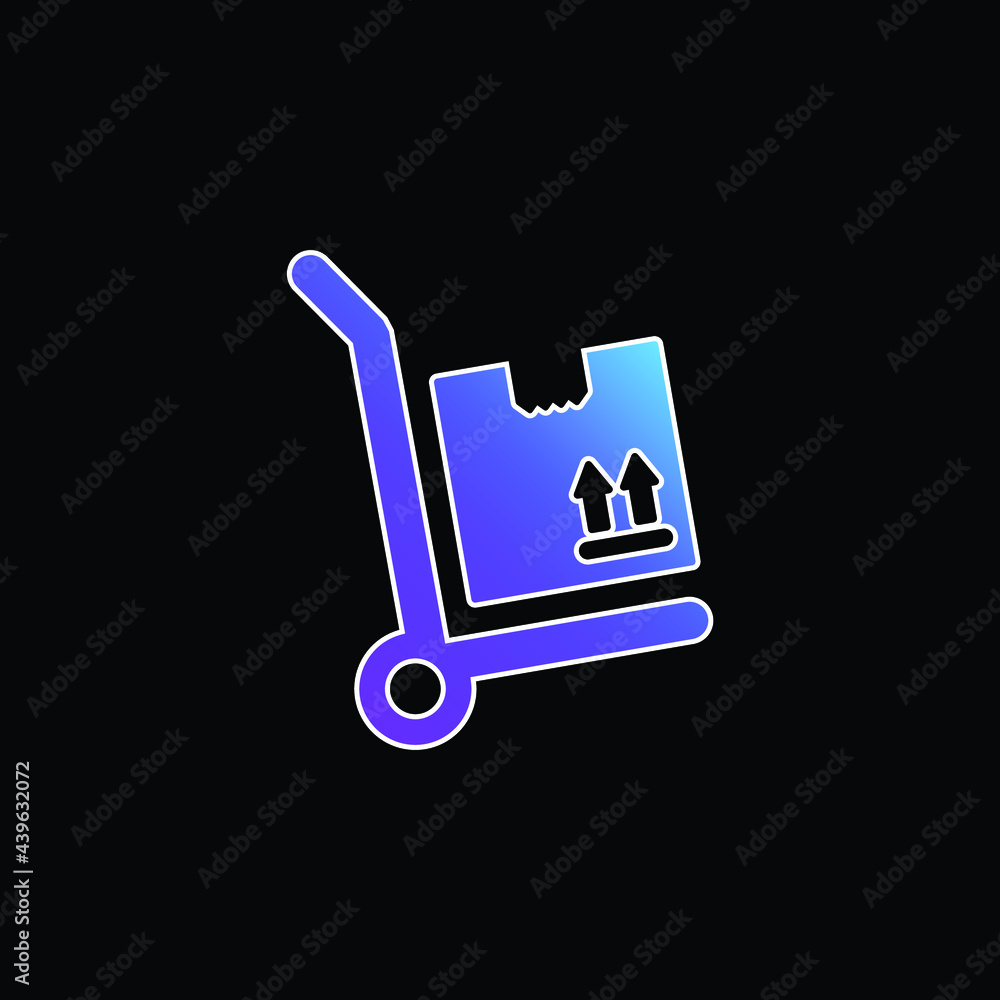 Box Package On A Cart blue gradient vector icon Box Package On A Cart blue gradient vector icon