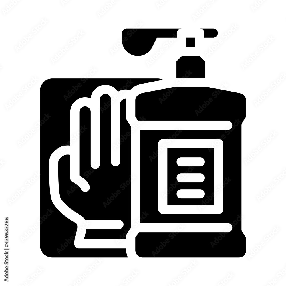 antiseptic and gloves in canteen glyph icon vector. antiseptic and gloves in canteen sign. isolated contour symbol black illustration antiseptic and gloves in canteen glyph icon vector. antiseptic and gloves in canteen sign. isolated contour symbol black illustration