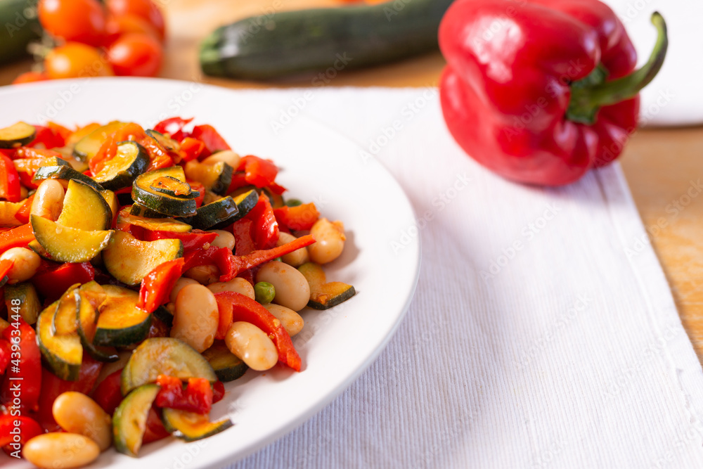 Side dish of beans and vegetables