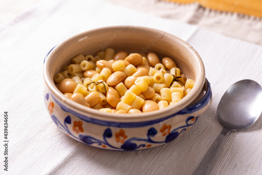 Pasta and beans, a typical dish of Italian cuisine Pasta and beans, a typical dish of Italian cuisine