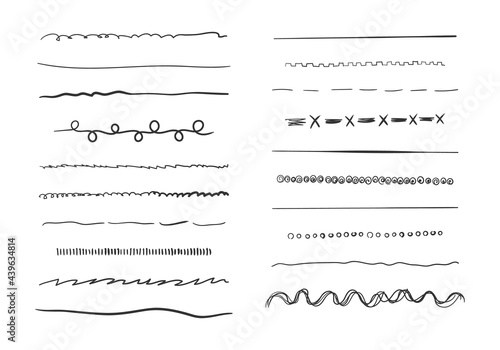 Set of wavy hand drawn horizontal lines.