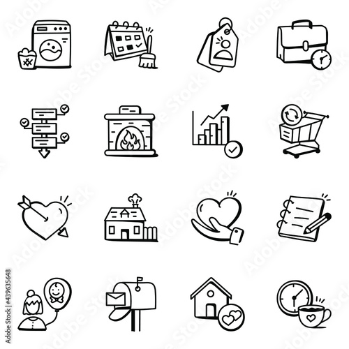 Set of Domestic Life Doodle Icons


