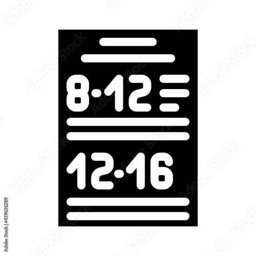 schedule of canteen work glyph icon vector. schedule of canteen work sign. isolated contour symbol black illustration