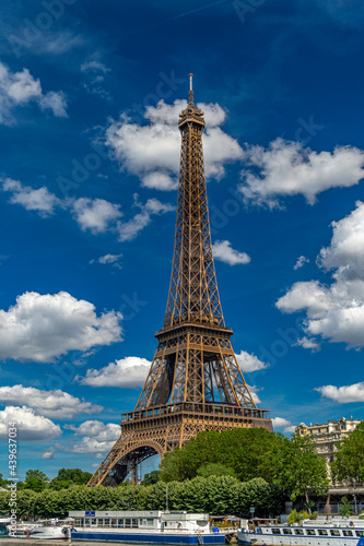 The Eiffel Tower is a wrought-iron lattice tower on the Champ de Mars in Paris.