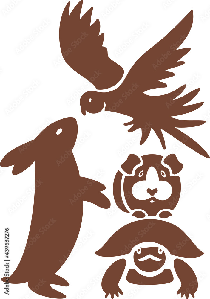Fototapeta premium illustration of exotic pets silhouette logo