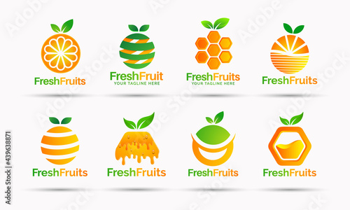 Fresh Fruits vector logo design bundle