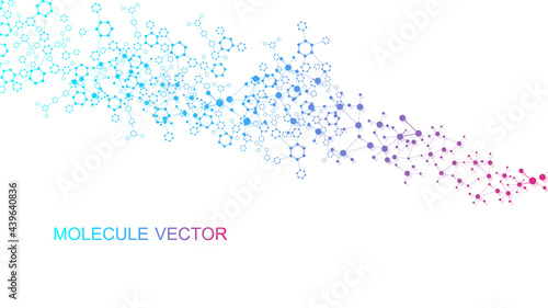 Structure molecule and communication. Dna, atom, neurons. Scientific concept for your design. Connected lines with dots. Medical, technology, chemistry, science background. Vector illustration