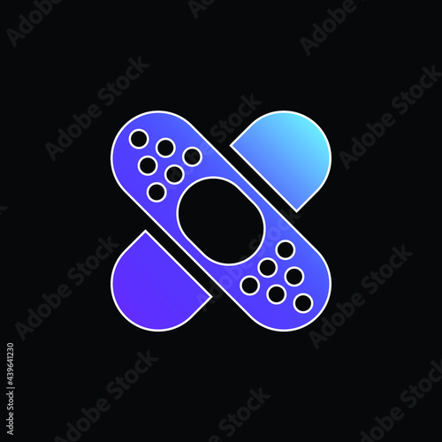 Band Aid Forming A Cross Mark blue gradient vector icon