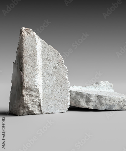 Bilde på lerret White concrete blocks, lump of stone product display background, object placemen