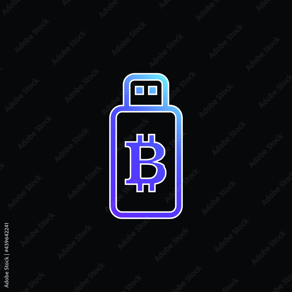 Bitcoin Sign On Usb Device blue gradient vector icon Bitcoin Sign On Usb Device blue gradient vector icon