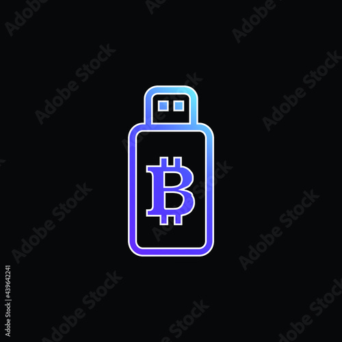 Bitcoin Sign On Usb Device blue gradient vector icon