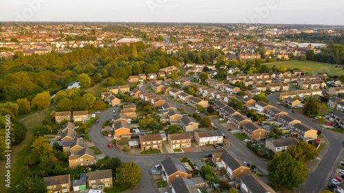 Quadro su tela Aerial view of Colchester Riverside suburban residential area, Colchester, Essex