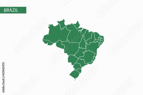 Brazil green map detailed vector.